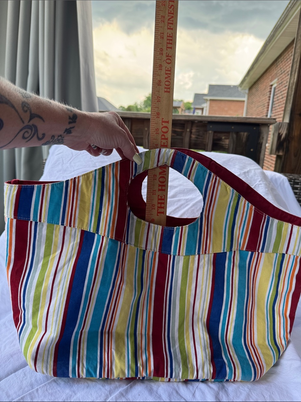 Striped Multi-Color Tote Bag